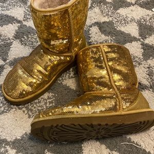 UGG Gold Sequin Boots Size 10